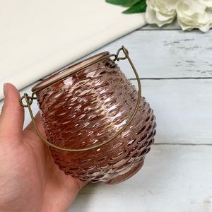 Mini Glass Textured Tea Light Candle Lantern